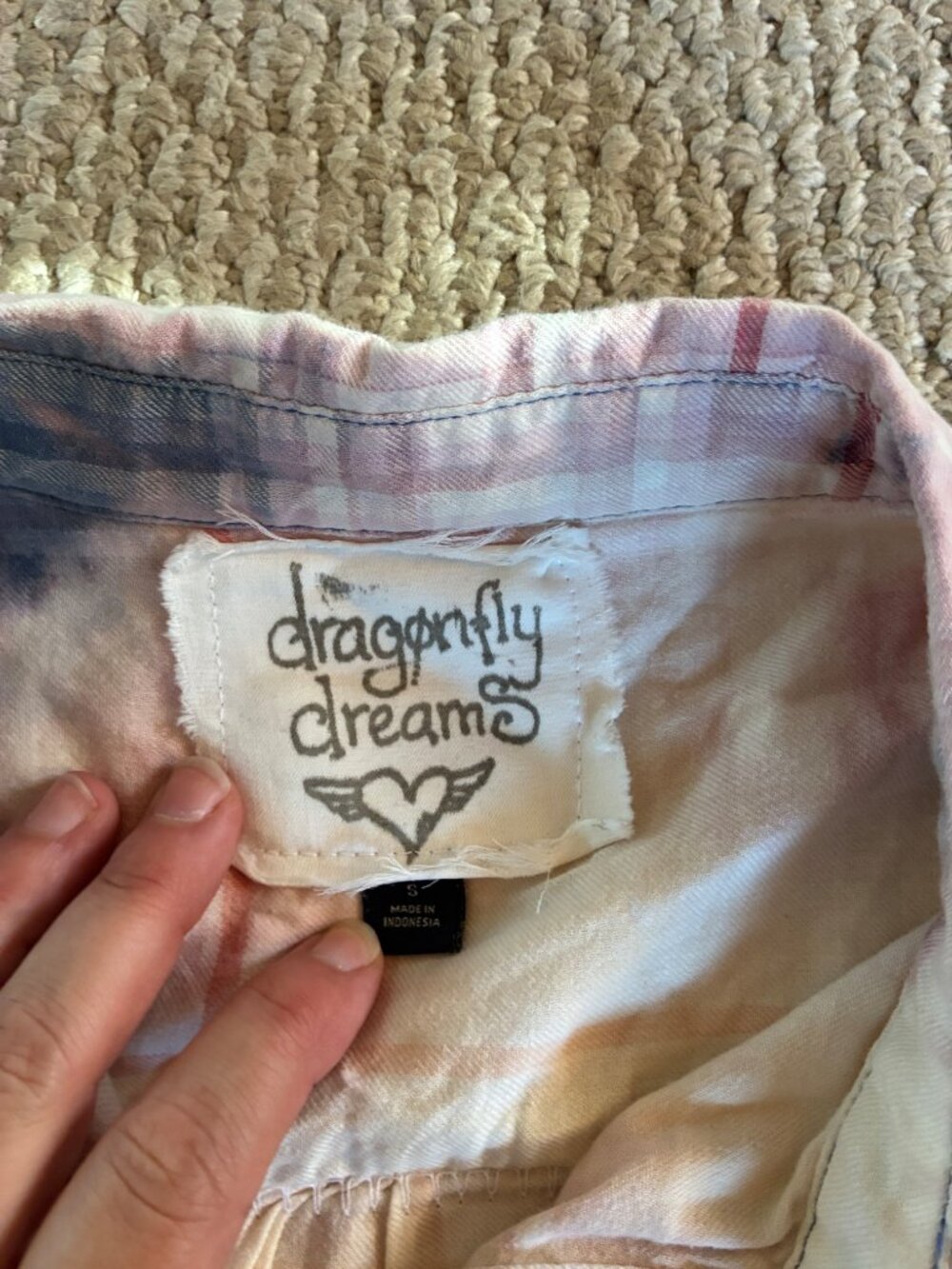 DragonFly Dreams Small Cotton Upcycled Button Up Shirt Women's Embriodered - Picture 2 of 7
